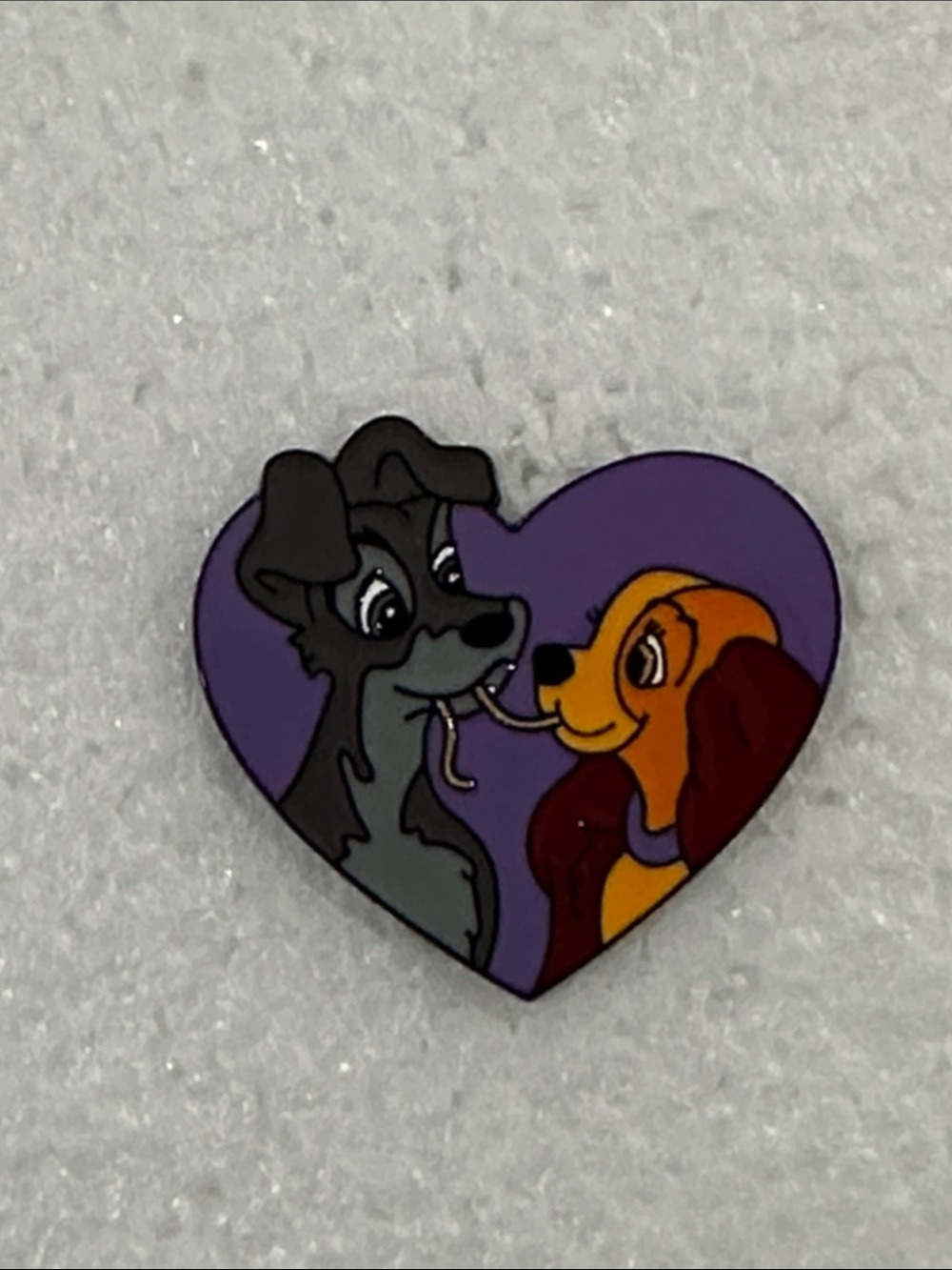 Disney Purple Heart Lady and the Tramp Enamel Pin with Gray and Orange